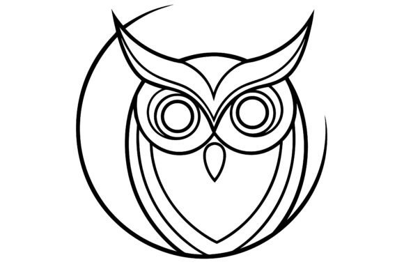 Abstract Owl Face Moon Line Drawing: A Minimalist Design for Modern Creatives