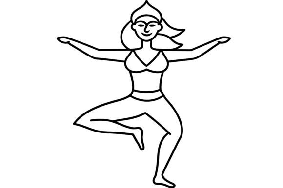 Abstract Yoga Woman Warrior Pose Line Art: A Modern Design Solution for Creative Projects