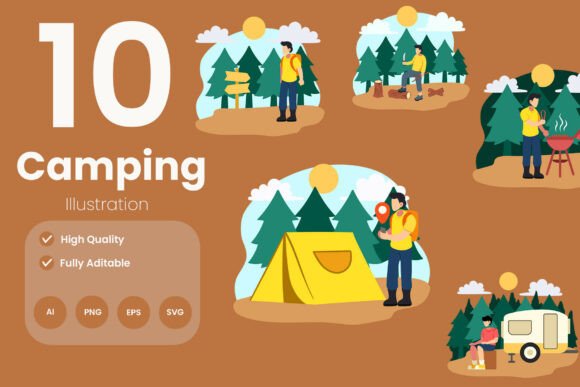Camping Illustration Pack: Creative Outdoor Graphics