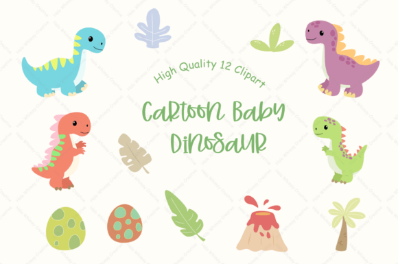 Cartoon Bay Dinosaur: Versatile Illustrations for Creative Projects