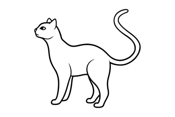 Cat Looking Back Single Line Drawing: A Modern Design Asset