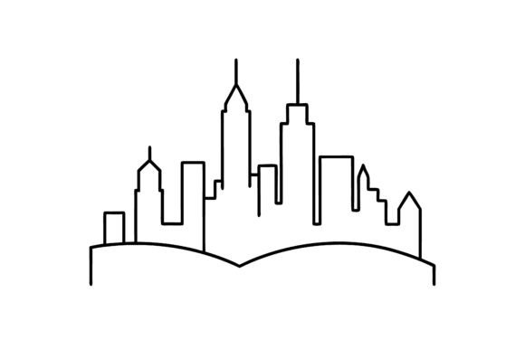 City Skyline Continuous Line Art Illustr: A Modern Design Staple