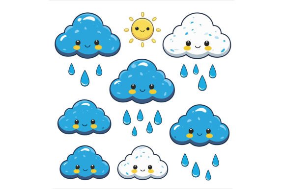 Cute Cartoon Clouds and Sun: A Versatile Design Element for Creative Projects