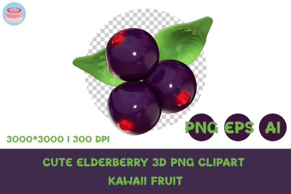 Cute Elderberry 3D PNG Clipart Kawaii: Sweeten Your Designs with Whimsical Flair