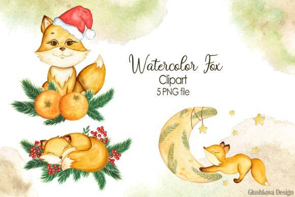 Cute Fox Clipart and Cute Christmas Foxes: Enhancing Creative Projects with Hand-Painted Watercolor Graphics