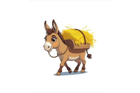 Donkey Carrying a Bundle of Hay: A Versatile Design Element