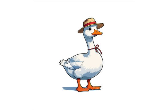 Goose Wearing Hat with Ribbon: A Versatile Design for Creative Projects