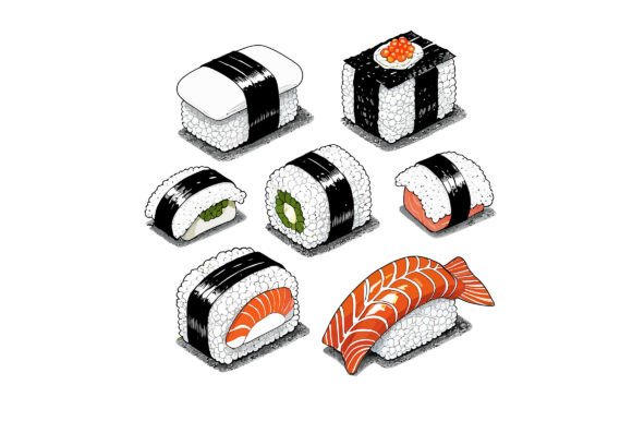Illustration of Delicious Sushi Set: A Versatile Design Asset