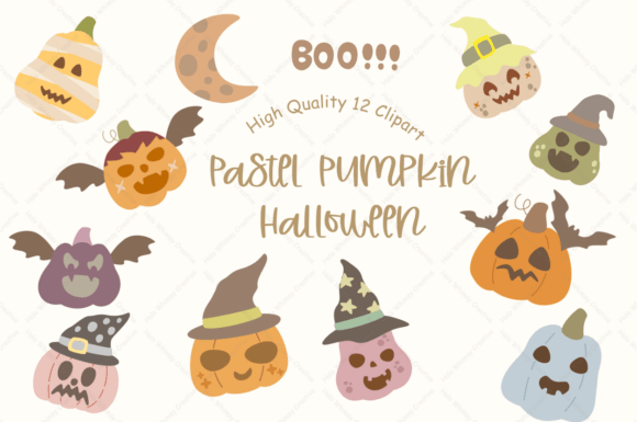 Pastel Pumpkin Halloween Art for Creative Projects