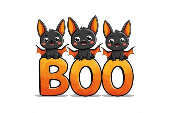 Vector Art of Cute Bats Saying Boo: A Versatile Design Asset for Creative Projects