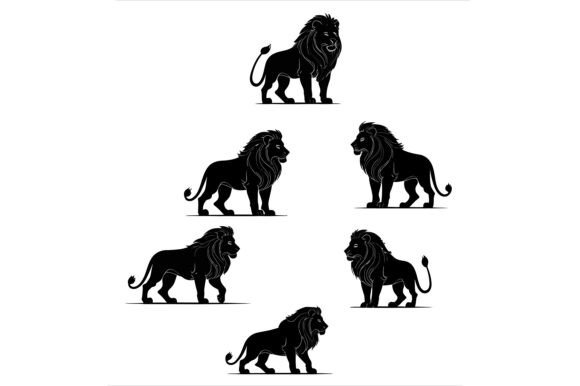 Vector Art of Group of Lion Silhouettes