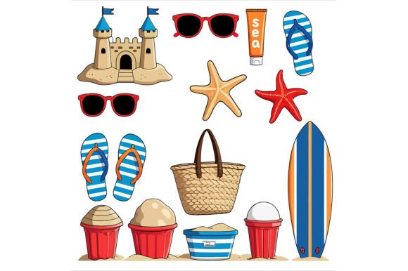 Vector Art of Set of Beach Themed: A Versatile Design Resource