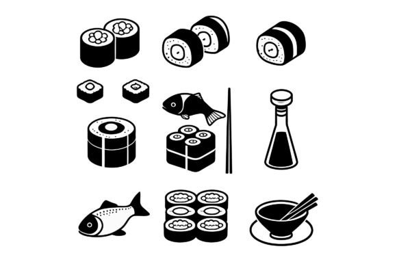 Vector Art of Sushi Icons: Creative Design Resource