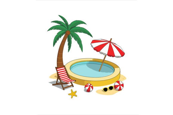 Vector Art of Tropical Beach Scene: A Versatile Design Asset