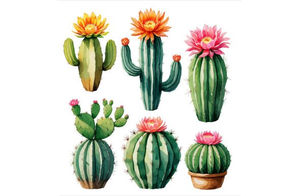Watercolor Illustration of Cactus Plants: A Versatile Design Resource