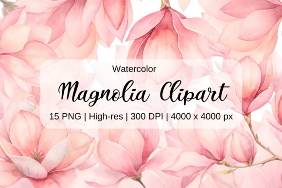 Watercolor Magnolia Clipart for Creative Projects